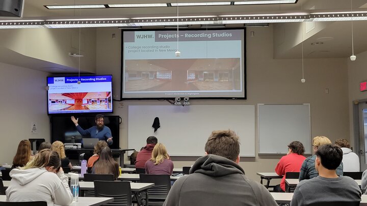 Christopher Ainley presents to AREN 3300 students